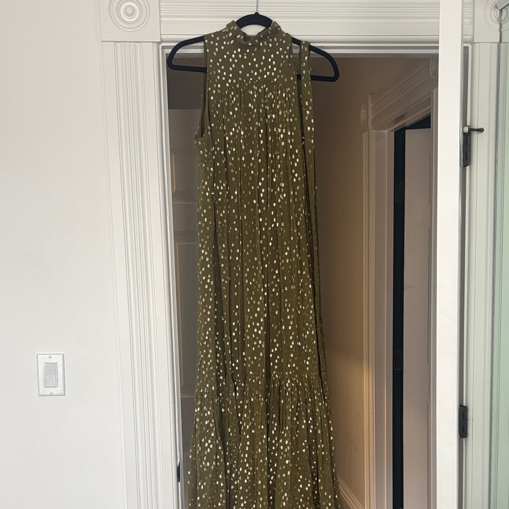 Zimmerman Green and gold Dot Sleeveless Maxi Dress
